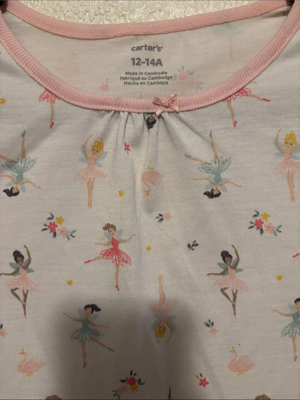 Carter's White Nightgown with Pink, Yellow and Blue Ballerina Print